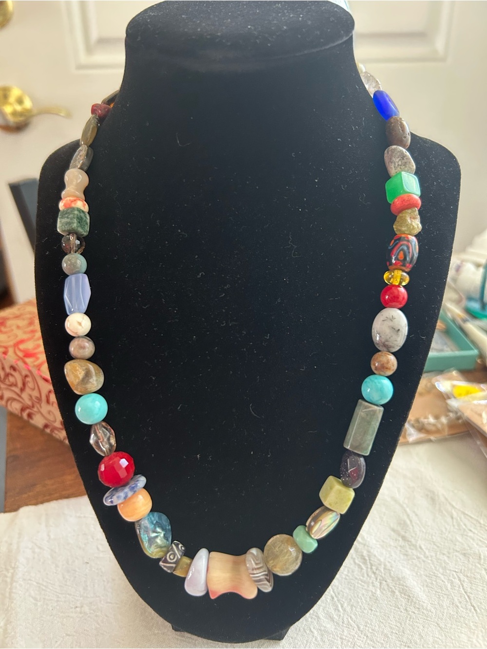 Handmade Multicolor Artisan Beaded Necklace - Statement Women’s Jewelry